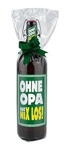 Ohne Opa ist nix Los! 1 Liter Flasche Bier mit Bügelverschluss (mit Geschenkfolie & Schleife)