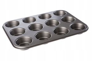 KADAX Muffinform, Backform für 12 Muffins, 35 x 26.5cm, aus Stahl, große Wölbungen