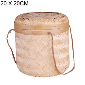 handgefertigter Strohhalm gewebter Lagerkorb mit Deckel Tee-Leaves Snack Rattan Organizer-Größen:20 X 20CM