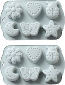 CANDeal Sada 2 silikonových forem Star Moon Butterfly Silikonové formy na mýdlo Čokoládové formy, formy na pečení pro čokoládu, cupcakes, dorty, domácí muffinová forma Dortová dekorace Mýdlová forma