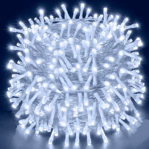 20m 200 LED Lichterkette 8 Lichtmodi Lichterketten für Innen Weihnachten Hochzeit Party Garten Deko, Weiß