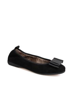 Damenschuhe La Ballerina Veloursleder Schwarz  mit Lammfell Winterschuhe: 40 Göße: 40