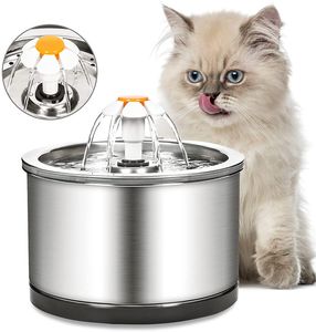 Katzenbrunnen Katzen Trinkbrunnen 2.5L Edelstahl Wasserspender Katzen Elektrisch mit Pumpe Filter Reinigungsbürsten für Katze Hunde