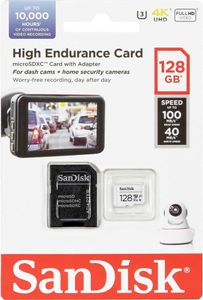 SanDisk High Endurance - 128 GB - MicroSDXC - Class 10 - UHS-I - 100 MB/s - 40 MB/s