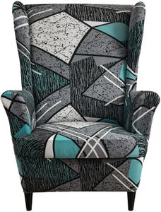 Topchances 2 Piece Wing Chair Cover, kryty židlí Wing Chair Slipcovers Cover Kryty židlí Elastický stretch kryt židle s područkou High Back, tmavě modrá