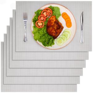 Belle Vous 6er Pack Grauer PVC-Tischsets - rutschfeste Tischsets abwaschbar - Leicht zu reinigen - Hitzebeständig und wasserdicht - Platzsets für