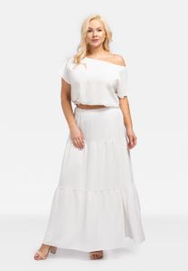 LUNA Letní sukně s rozparkem na noze bílá Plus Size 54/56