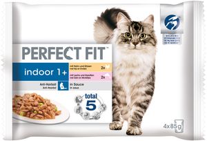 Perfect Fit Indoor 1+ | Katzenfutter Nassfutter Portionsbeutel Multipack 4x85g