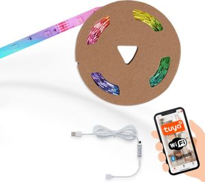 Briloner Leuchten USB SMART - LED Bänder - 2309150 - Musiksensor - Sprachsteuerung - Kürzbar - Selbstklebend - 500 x 10 cm (LxB)