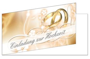 50 Stück Einladungskarten zur Hochzeit (EKT-102) Format DIN lang Einladungen Ringe Trauung Feier