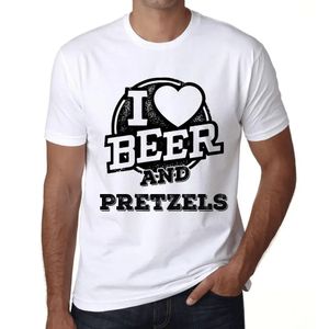 Herren Grafik T-Shirt Ich liebe Bier und Brezeln – I Love Beer And Pretzels – Öko-Verantwortlich Vintage Jahrgang Kurzarm Lustige Druck Geburtstag