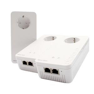 devolo Mesh WiFi Adapter, Mesh WLAN 2 Multiroom Kit - do 1200 Mbps, sieć WLAN Mesh, połączenie 6x Gigabit LAN, gniazdo WLAN, dLAN 2.0, biały