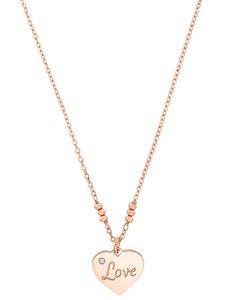 s.Oliver Damen 925 Sterling Silber Halskette mit Anhänger mit Zirkonia in roségoldfarben - Love and Balls - 2031416