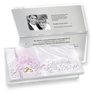 Einladung Hochzeit Silber DE LUXE 40 Sets selbst bedruckbar - sehr hochwertige Karten in Silberoptik mit Goldenen Ringen inkl. Einlegeblätter