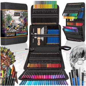 Barevná pera a tužky, Profesionální sada pro kreslení a skicování, 144 prvků
