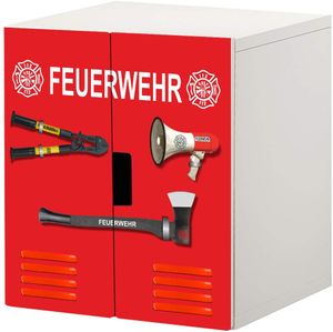 "Feuerwehr" Möbelfolie / Aufkleber - STK20 -  passend für die Kinderzimmer Kommode / Schrank mit 2 Türen STUVA von IKEA - Bestehend aus 2 passgenauen Möbelfolien (Korpus 60 x 64 cm) (Möbel Nicht Inklusive)