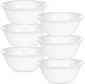 Vilde | Schüsseln Set - 6 Stück - Ø 13 cm - 300 ml - Weiß - Glas - Ideal für Snacks und Desserts - Spülmaschinenfest