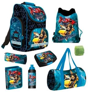 Transformers Školní taška Set 8ks s penál plechová láhev Sportovní taška Bumblebee & Optimus Prime