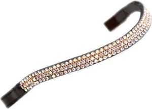 Aviemore - Strass Pferde-Stirnband "Wide", Leder ER445 (Full) (Pfirsich/Braun)