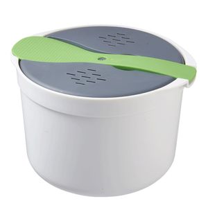 1 SET 2L Reis Dampfkontopf Nahrungsqualität Einfach zu reinigen Büroangestellte tragbare Mikrowellen Reiskocher Küchenkochgeschirr-Grün