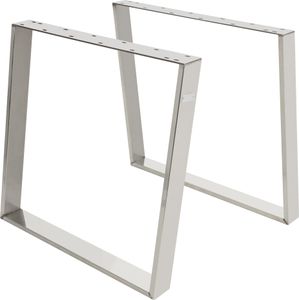ML-Design  2er Set Tischkufen 80GRAD Neigung, 75x72 cm, Silber, aus Edelstahl