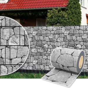 Sichtschutz Rolle 35m blickdicht PVC Zaunfolie Sichtschutzfolie Windschutz für Doppelstabmatten Zaun Sichtschutzrolle - Stein-Grau
