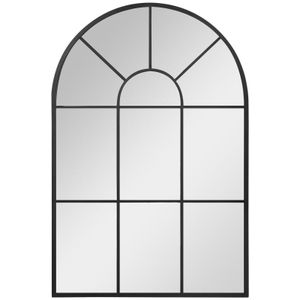 Rootz Fensterspiegel – Wandspiegel – mit Metallrahmen – Wohnzimmer – Schlafzimmer – Esszimmer – Schwarz – 91 cm x 2 cm x 60 cm
