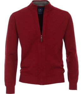 REDMOND Casual Herren Strickjacke Langarm Stehkragen Reißverschluss Regular Fit Baumwolle Rot meliert XL