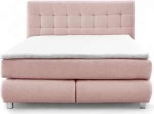 Echtes Boxspringbett BLAKE mit Pocketmatratze und Bonellmatratze Familienbett mit Topper und Taschenmatratze Bett mit 2 Matratzen (180x200, Puderrosa)