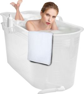 LIFEBATH - Mobile Badewanne Mira - Badewanne für Erwachsene XL - Ideal für das kleines Badezimmer - 400L - 122 x 52 x 63 cm - Weiß