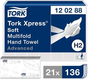 TORK Xpress Multifold-Handtuchpapier 212 x 340 mm W-Falz weiß 2-lagig 21 x 136 Blatt