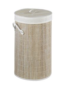 WENKO Wäsche Truhe BAMBOO 55 L Korb Sammler Box Tonne Deckel Bambus weiß Bad WC