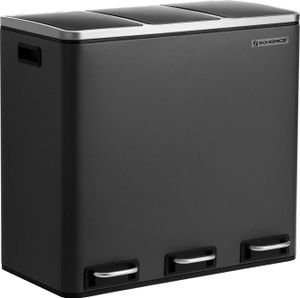 Songmics Mülleimer Brindisi Stah ABS-Kunststoff Schwarz Küchen-Eimer Mülltonne