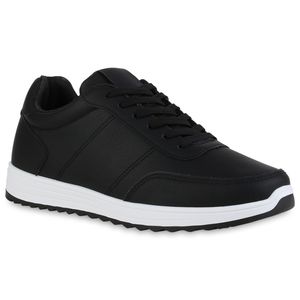 VAN HILL Herren Sneaker Low Bequeme Profil-Sohle Schnür-Schuhe 840417, Farbe: Schwarz, Größe: 45