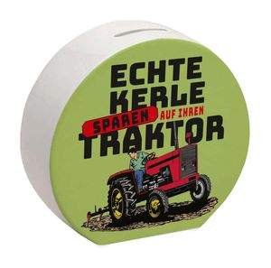 Echte Kerle sparen auf ihren Traktor Spardose für Landwirte – Keramik / Grün