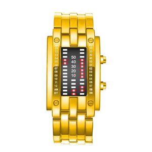 Binäre Uhr 30 Meter wasserdichte LED -Bildschirm Einstellbar binär bequem zu tragen modischen Studenten Elektronische Uhr täglich Kleidung-Golden 2