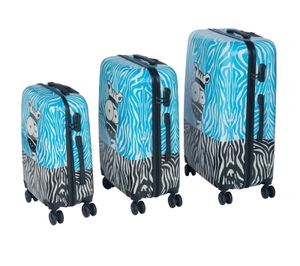 Xonic Design Reise-Koffer aus Polycarbonat-Hartschale - hochwertiger Trolley mit Zahlenschloss in M-L-XL oder Set (Zebra Set, M+L+XL)
