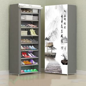 Schuhregal mit 10 Ebenen, mit staubdichtem Überzug, Schuhschrank, Schuhaufbewahrung, Schuhorganizer für Wohnzimmer, Flur (Dunkelgrau)