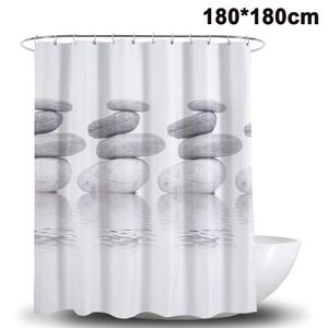 Duschvorhang 180x180 Textil Grau Pebble Schimmelresistenter und Wasserabweisend Shower Curtain mit 12 Duschvorhangringen