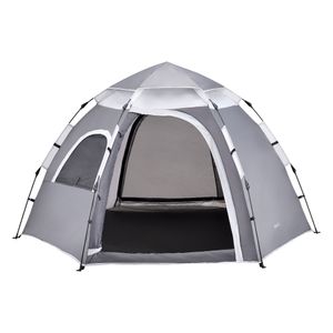 Campingzelt Nybro für 2-3 Personen Kuppelzelt 240 x 205 x 140 cm Sekundenzelt Sofortzelt Camping Automatik Zelt wasserdicht Grau
