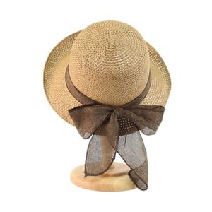 FNCF Damen Strohhut Sommerhut Stroh Faltbare UV-Schutzkappe Breite Krempe Sommer Strandhüte Outdoor Hut