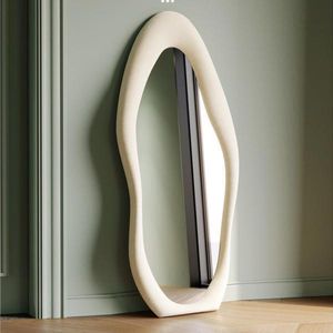 360Home Spiegel Stehender Ganzkörperspiegel mit speziellem Design Standspiegel beige 75*180cm