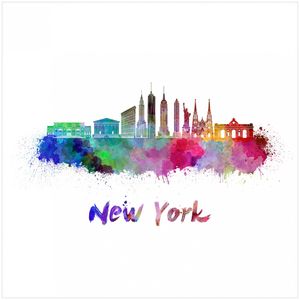 Wallario Magnet für Kühlschrank / Geschirrspüler, magnetisch haftende Folie - 60 x 60 cm, Motiv: Städte als Aquarell - Skyline von New York