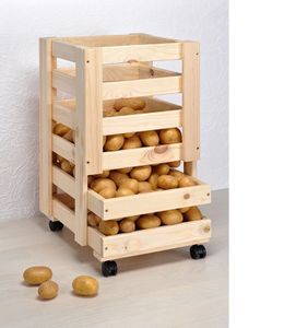 HI 90000 Kartoffelkiste Obsthorde aus Holz mit Rollen