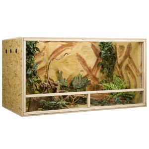 OSB Terrarium, Holzterrarium 150x80x80 cm mit Seitenbelüftung Zierleistenset mit Zierleistenset Sicherheitspaket ohne Sicherheitspaket