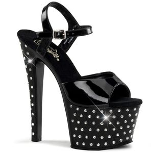 STARDUST-709 Damen Sandale von Pleaser, Schwarz Glanz , EU 36, US 6 STARDUST-709 Damen Sandale von Pleaser, Schwarz Glanz , EU 36, US 6
