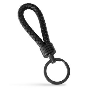 SERASAR | Pánska Kožená Kľúčenka Kožená Kľúčenka Pre Mužov [Strong] z Stainless Steel | Farba: Čierna | Dĺžka: 16cm