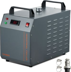 SucceBuy CW-3000 Industrieller Wasserkühler, 80 W luftgekühltes Kühlsystem, 12 l Wassertank, 12 l/min Durchflussrate, Kühlung für Lasergravurmaschinen