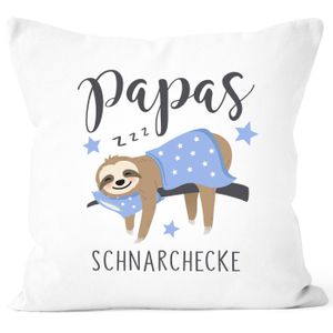 Kissen-Bezug Papa Schnarchecke Faultier Geschenk lustig Vatertag Geburtstag Weihnachten SpecialMe® weiß 40cm x 40cm
