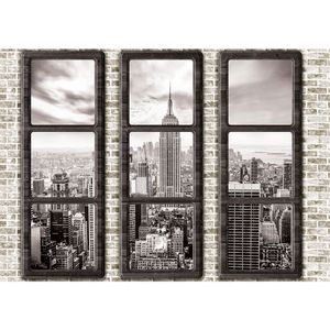 Fototapete New York Tapete Manhattan Städte Länder Skyline Steine Wand Fenster beige | no. 1384, Größe:254x184 cm, Material:Fototapete Vlies - PREMIUM PLUS